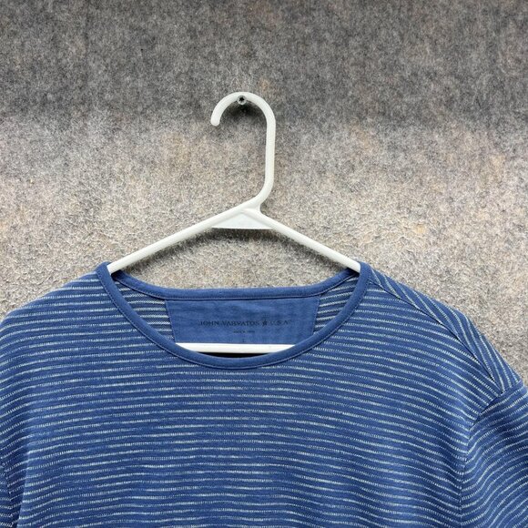 John Varvatos Shirt Mens Large Blue Stripe Crewneck Soft Knit Casual Tee - Picture 4 of 10
